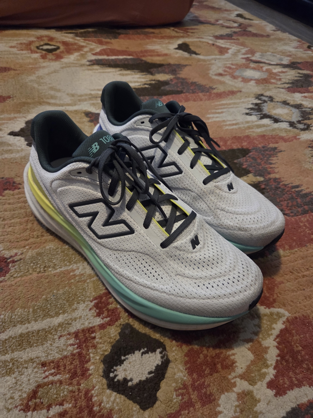 New Balance White Sneakers with Dark Teal Interior
